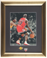 "Kobe vs Jordan" Custom Framed Photo Display with Lakers & Bulls Logo Pins at PristineAuction.com