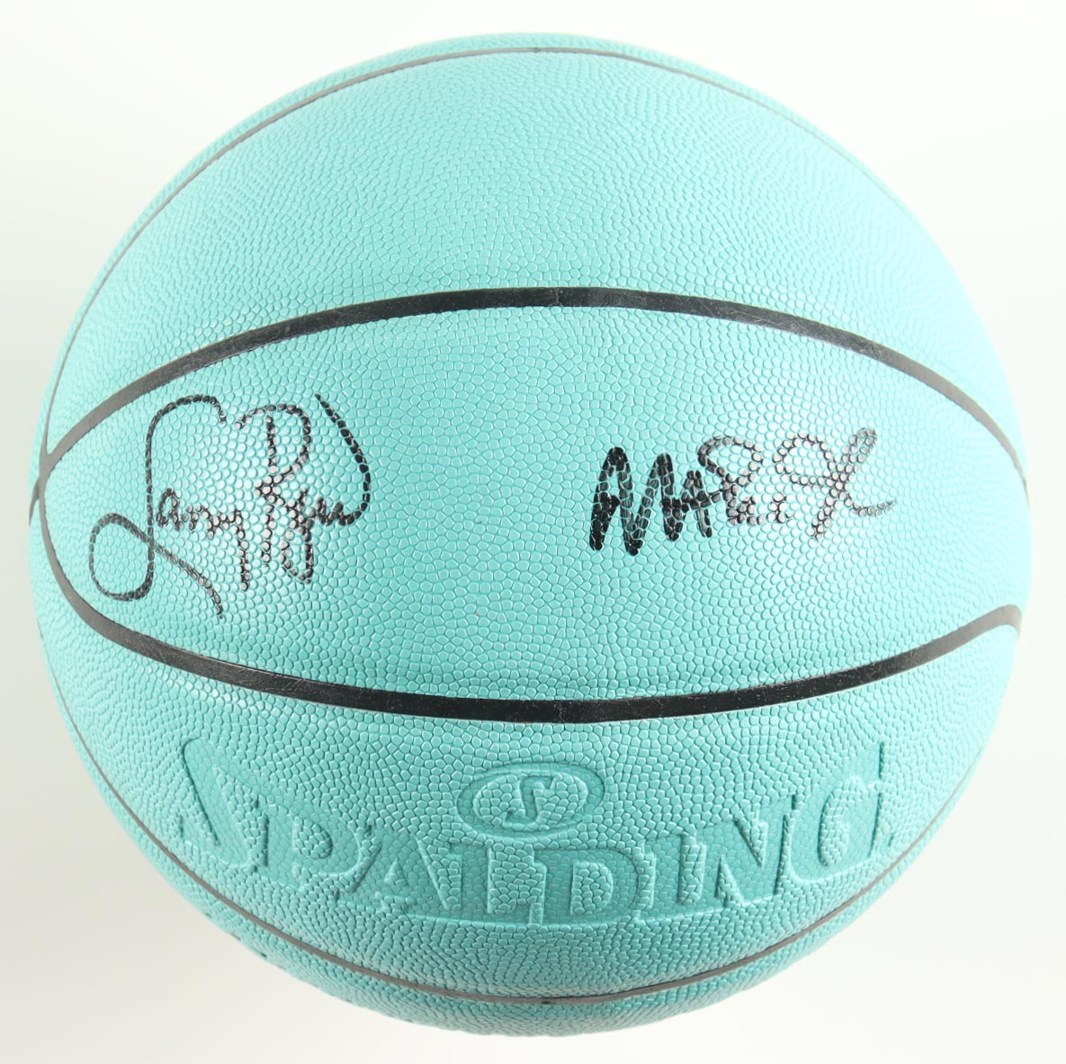 Magic Johnson & Larry Bird Signed Tiffany & Co X Basketball with Display Case (Beckett & PSA) at PristineAuction.com Magic Johnson & Larry Bird Signed Tiffany & Co X Basketball with Display Case (Beckett & PSA) at PristineAuction.com