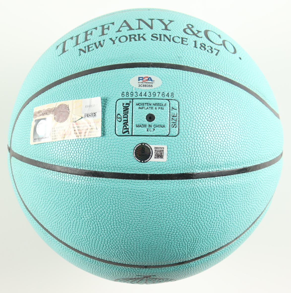 Magic Johnson & Larry Bird Signed Tiffany & Co X Basketball with Display Case (Beckett & PSA) at PristineAuction.com Magic Johnson & Larry Bird Signed Tiffany & Co X Basketball with Display Case (Beckett & PSA) at PristineAuction.com
