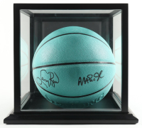 Magic Johnson & Larry Bird Signed Tiffany & Co X Basketball with Display Case (Beckett & PSA) at PristineAuction.com
