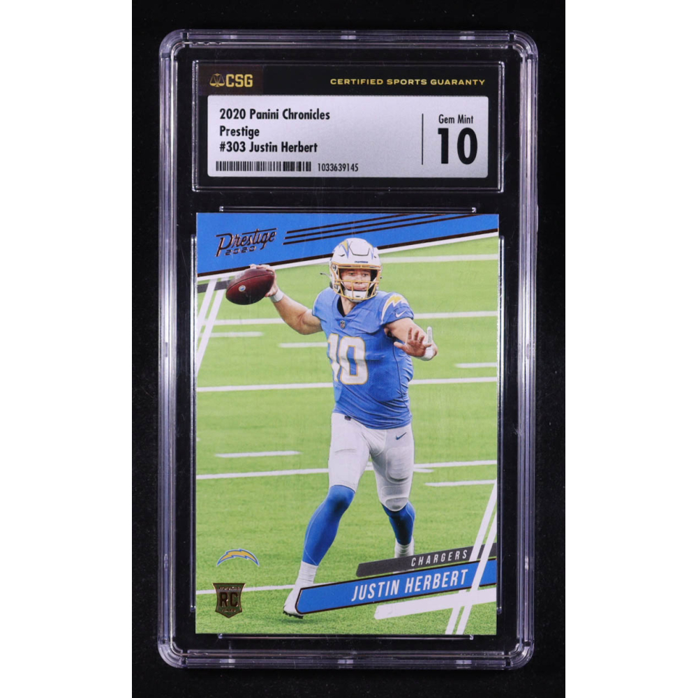 Justin Herbert 2020 Panini Chronicles Prestige #303 RC (CGC 10) at PristineAuction.com
