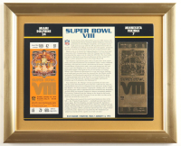 Super Bowl VIII Commemorative Score Card with 23KT Gold Ticket Framed Display at PristineAuction.com