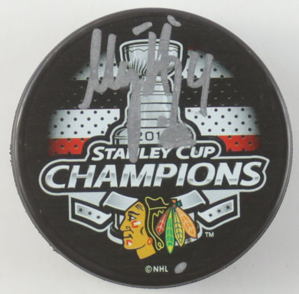 Niklas Hjalmarsson Signed Blackhawks 2015 Stanley Cup Champions Logo Hockey Puck (Fanatics) at PristineAuction.com Niklas Hjalmarsson Signed Blackhawks 2015 Stanley Cup Champions Logo Hockey Puck (Fanatics) at PristineAuction.com