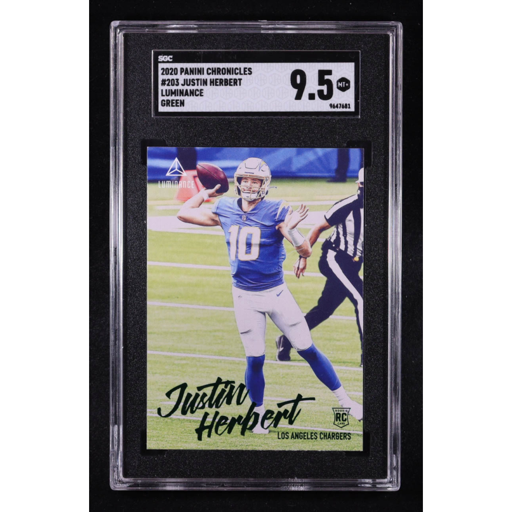 Justin Herbert 2020 Panini Chronicles Luminance Green #203 RC (SGC 9.5) at PristineAuction.com