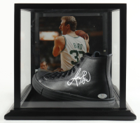 Larry Bird Signed Converse All Star Black Leather Shoe With Wood & Glass Display Case (PSA & Beckett) at PristineAuction.com