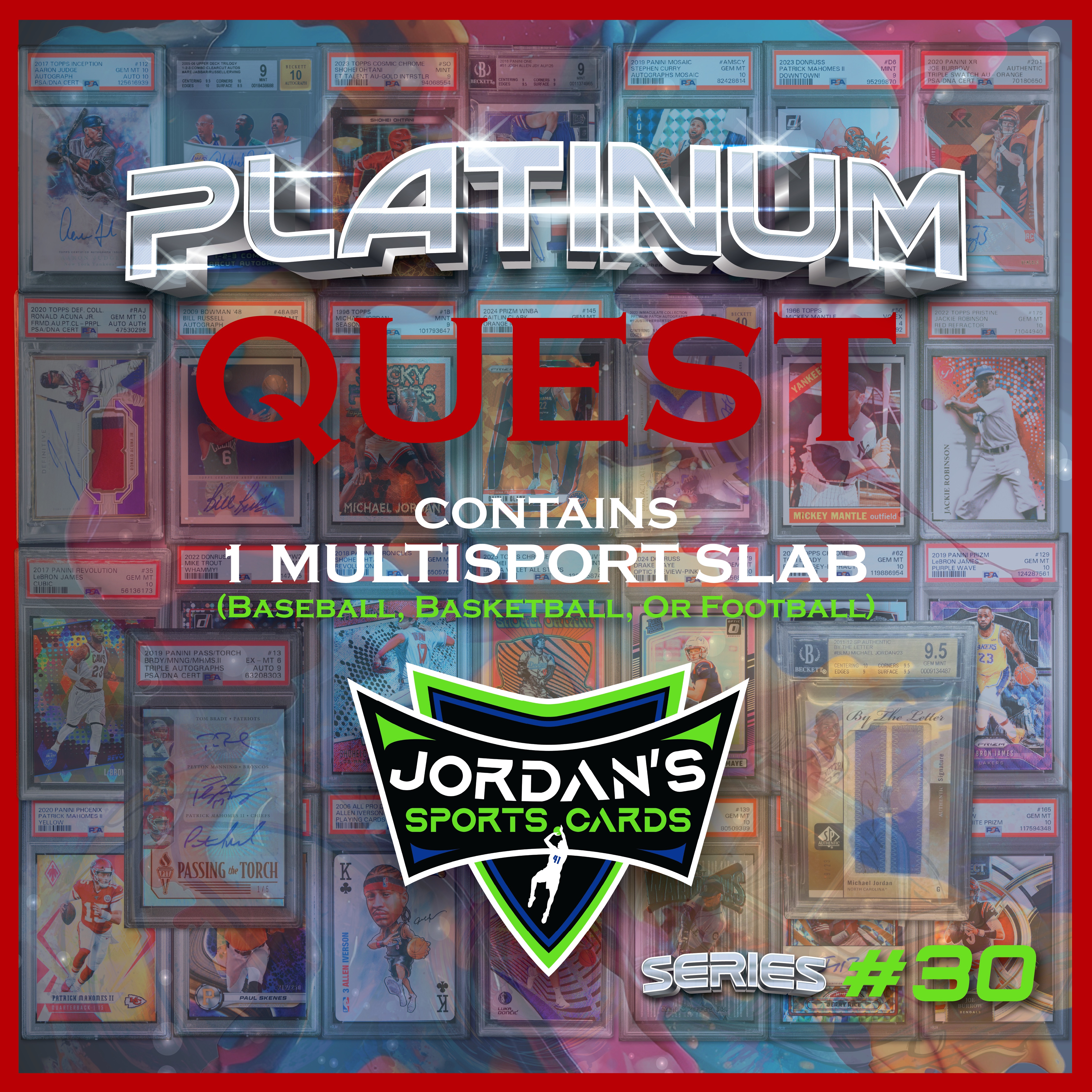Platinum Quest Series 30 Sports Card Pack Mystery Box Presented by Jordan's Sports Cards - (1) Graded PSA or BGS Card Per Pack (Limited to 600 Packs!) at PristineAuction.com Platinum Quest Series 30 Sports Card Pack Mystery Box Presented by Jordan's Sports Cards - (1) Graded PSA or BGS Card Per Pack (Limited to 600 Packs!) at PristineAuction.com