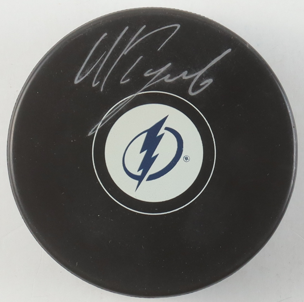 Nikita Kucherov Signed Lightning Logo Hockey Puck (TSE) at PristineAuction.com Nikita Kucherov Signed Lightning Logo Hockey Puck (TSE) at PristineAuction.com