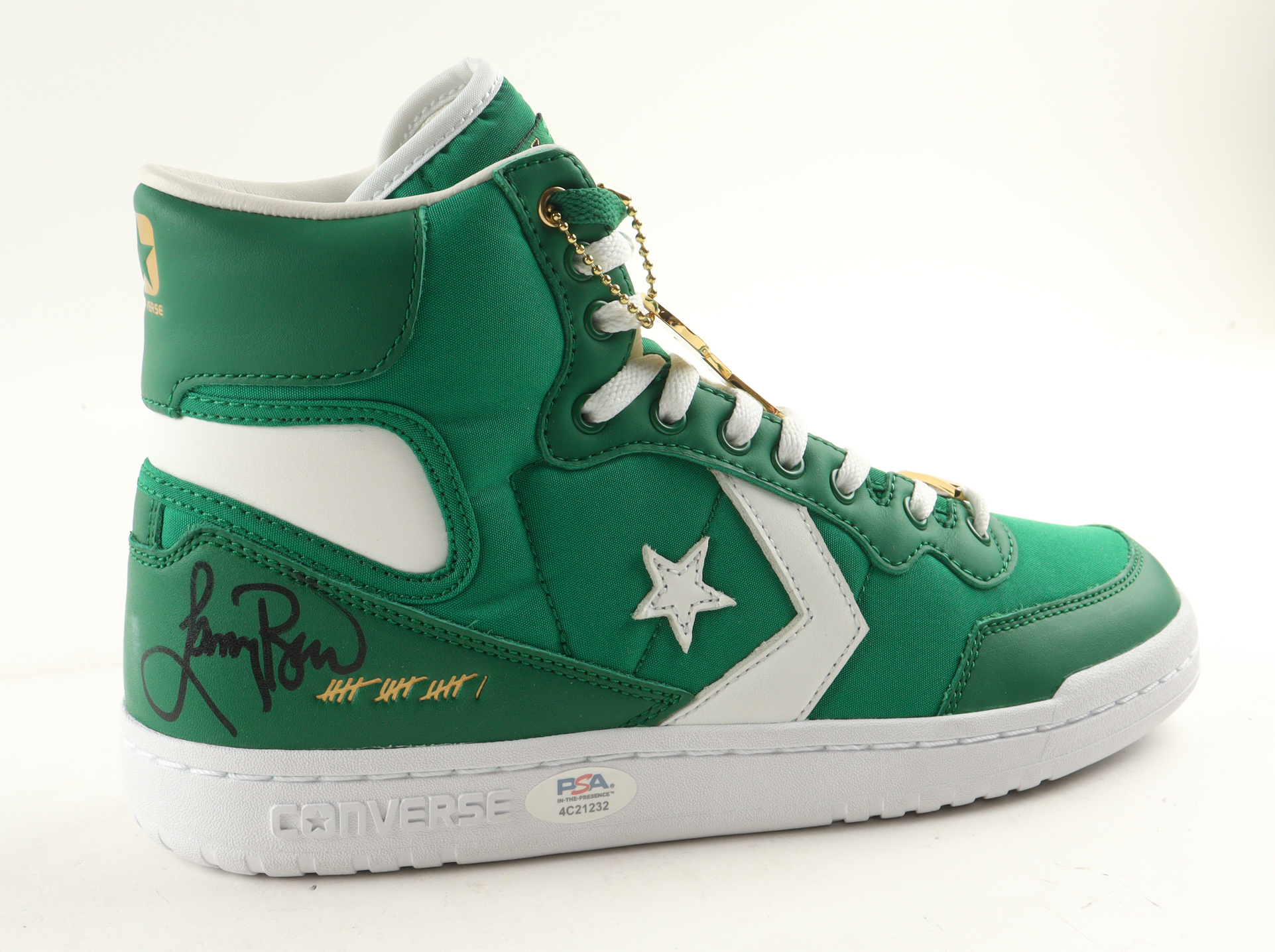 Larry Bird Signed Converse Retired Special Edition 1984 Celtics Championship Basketball Shoe in Wood & Glass Display Case (PSA) at PristineAuction.com Larry Bird Signed Converse Retired Special Edition 1984 Celtics Championship Basketball Shoe in Wood & Glass Display Case (PSA) at PristineAuction.com