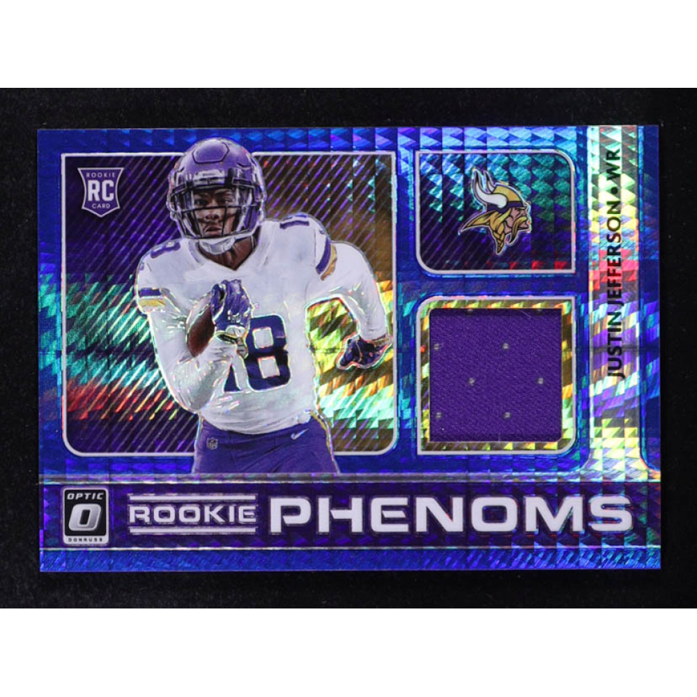Justin Jefferson 2020 Donruss Optic Rookie Phenoms Jerseys Horizontal Blue Hyper #13 RC at PristineAuction.com