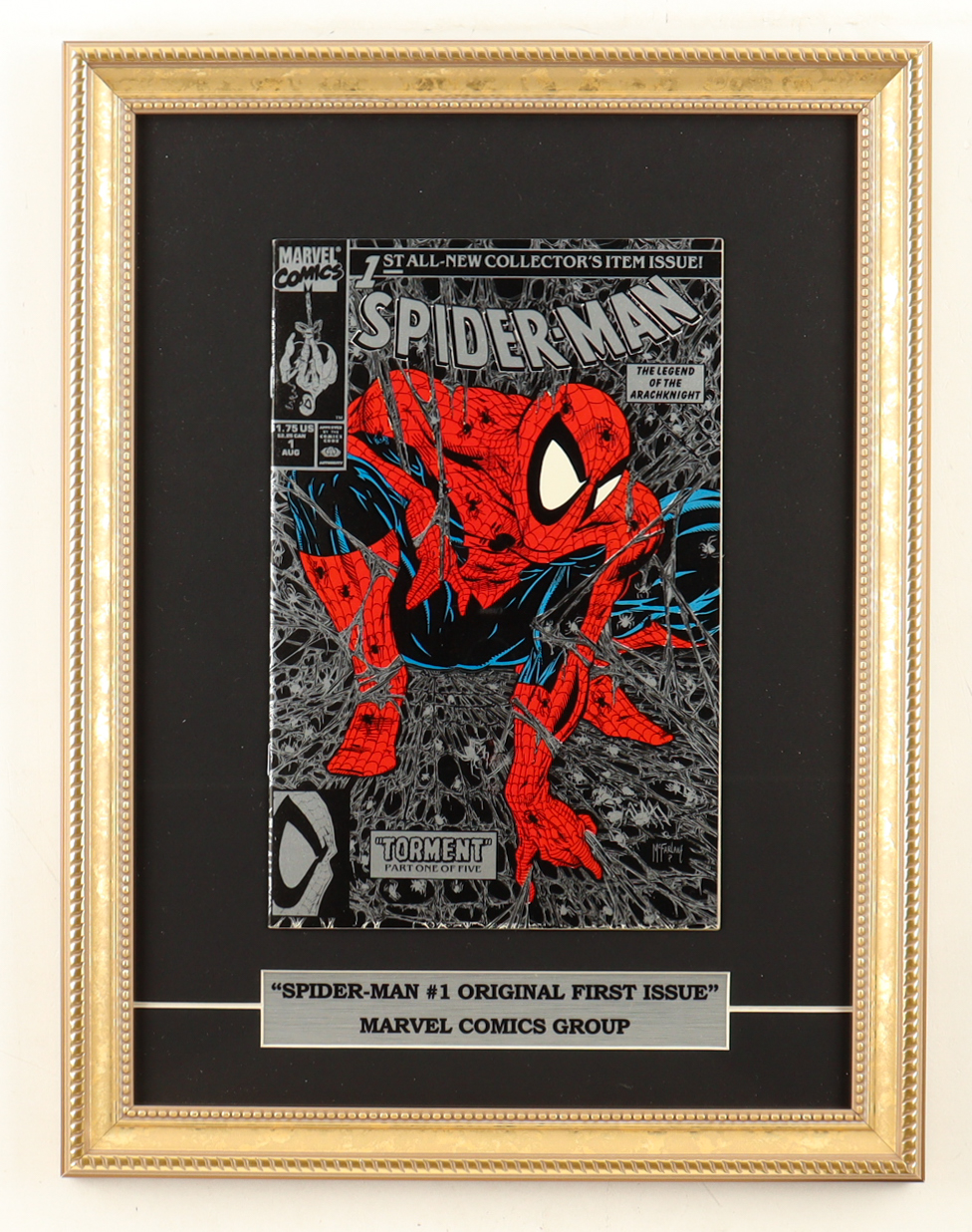 1990 "Spider-Man" Issue #1 Custom Framed Marvel Comic Book Display with Title Plaque at PristineAuction.com 1990 "Spider-Man" Issue #1 Custom Framed Marvel Comic Book Display with Title Plaque at PristineAuction.com
