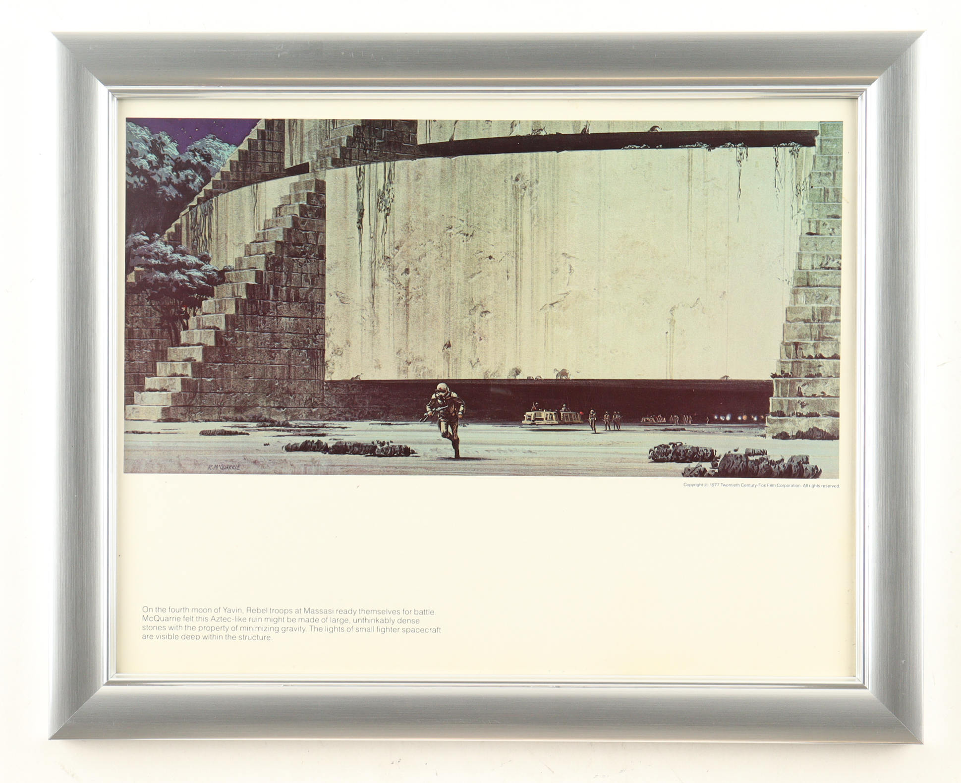 Star Wars "The Rebels on Massasi" 1977 Ralph McQuarrie Custom Framed Pre-Production Art Photo Display at PristineAuction.com Star Wars "The Rebels on Massasi" 1977 Ralph McQuarrie Custom Framed Pre-Production Art Photo Display at PristineAuction.com