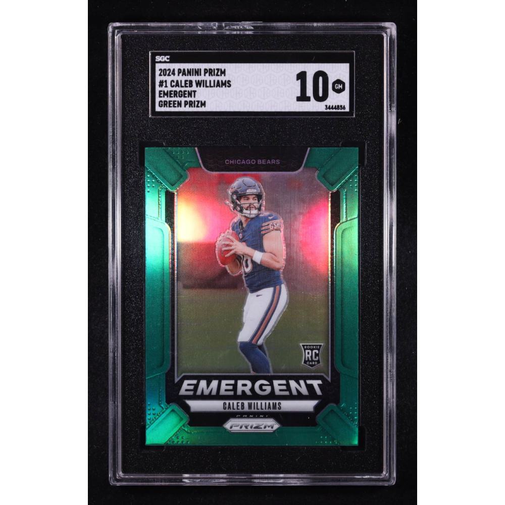 Caleb Williams 2024 Panini Prizm Emergent Prizms Green #1 RC (SGC 10) at PristineAuction.com