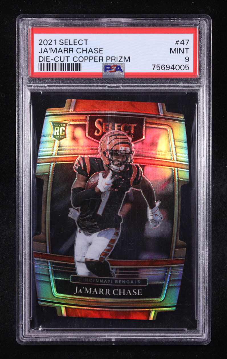 Ja'Marr Chase 2021 Select Prizm Copper Die Cut #47 RC #189/199 (PSA 9) at PristineAuction.com Ja'Marr Chase 2021 Select Prizm Copper Die Cut #47 RC #189/199 (PSA 9) at PristineAuction.com