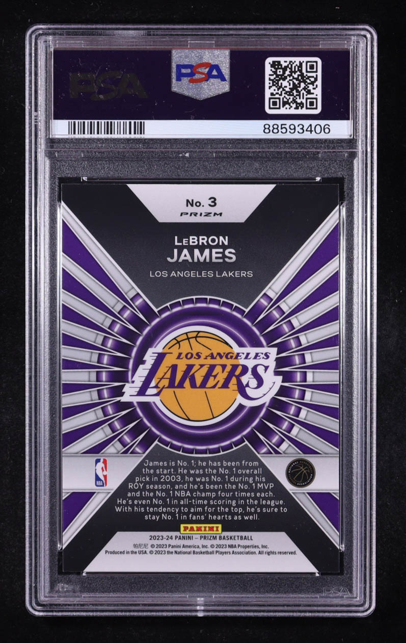 LeBron James 2023-24 Panini Prizm Dominance Prizms Silver #3 (PSA 10) at PristineAuction.com LeBron James 2023-24 Panini Prizm Dominance Prizms Silver #3 (PSA 10) at PristineAuction.com