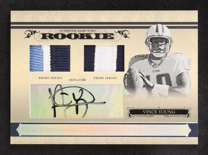 Vince Young 2006 Playoff National Treasures #115 #38/99 JSY AU RC at PristineAuction.com Vince Young 2006 Playoff National Treasures #115 #38/99 JSY AU RC at PristineAuction.com