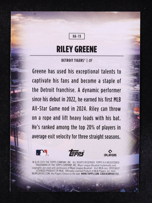 Riley Greene 2025 Topps Home Field Advantage #HA19 at PristineAuction.com Riley Greene 2025 Topps Home Field Advantage #HA19 at PristineAuction.com