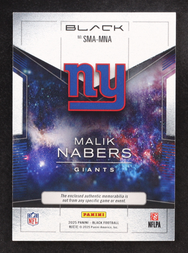 Malik Nabers 2025 Panini Black Starlight Materials #4 #125/199 at PristineAuction.com Malik Nabers 2025 Panini Black Starlight Materials #4 #125/199 at PristineAuction.com