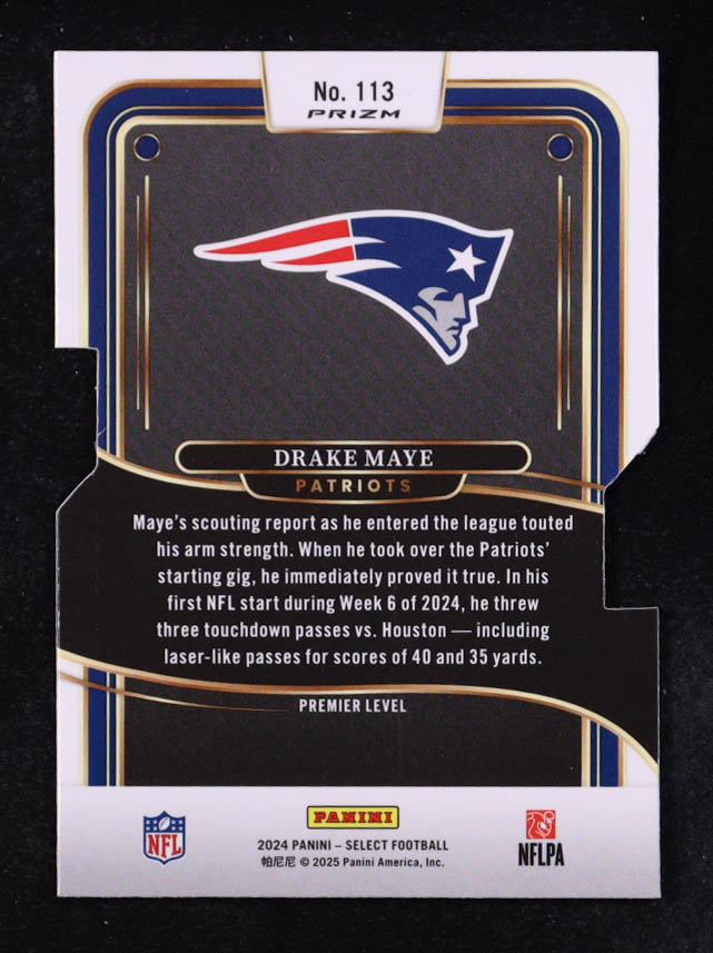 Drake Maye 2024 Select Prizm Silver Die Cut #113 RC at PristineAuction.com Drake Maye 2024 Select Prizm Silver Die Cut #113 RC at PristineAuction.com