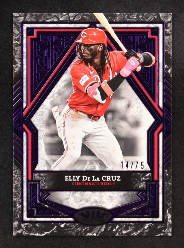 Elly De La Cruz 2025 Topps Tier One Purple Foil #40 #14/75 at PristineAuction.com Elly De La Cruz 2025 Topps Tier One Purple Foil #40 #14/75 at PristineAuction.com