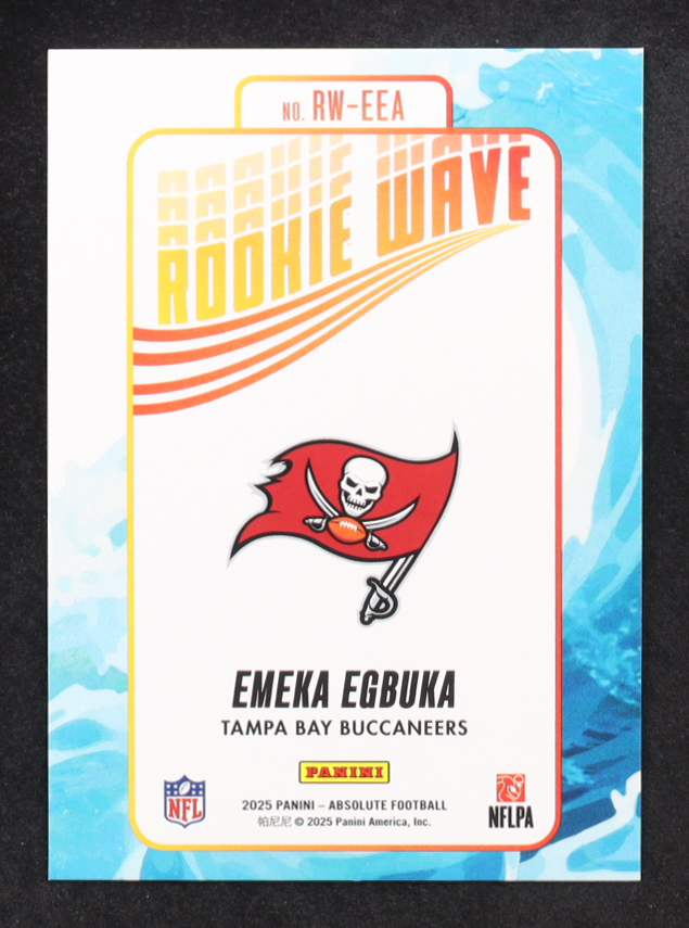 Emeka Egbuka 2025 Absolute Rookie Wave Spectrum Orange #5 #42/75 RC at PristineAuction.com Emeka Egbuka 2025 Absolute Rookie Wave Spectrum Orange #5 #42/75 RC at PristineAuction.com