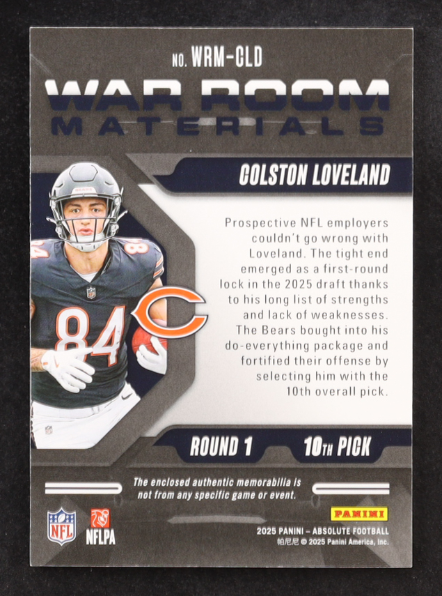 Colston Loveland 2025 Absolute War Room Materials Gold #6 #83/99 RC at PristineAuction.com Colston Loveland 2025 Absolute War Room Materials Gold #6 #83/99 RC at PristineAuction.com