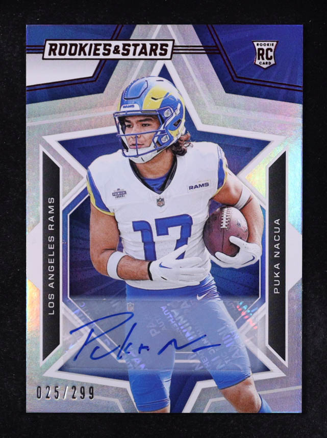 Puka Nacua 2023 Rookies and Stars Signatures Longevity #158 RC #25/299 at PristineAuction.com Puka Nacua 2023 Rookies and Stars Signatures Longevity #158 RC #25/299 at PristineAuction.com