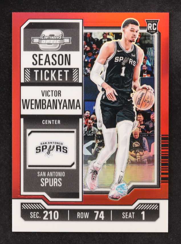 Victor Wembanyama 2023-24 Panini Contenders Optic Red #56 RC at PristineAuction.com Victor Wembanyama 2023-24 Panini Contenders Optic Red #56 RC at PristineAuction.com