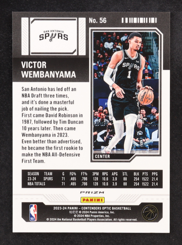 Victor Wembanyama 2023-24 Panini Contenders Optic Red #56 RC at PristineAuction.com Victor Wembanyama 2023-24 Panini Contenders Optic Red #56 RC at PristineAuction.com