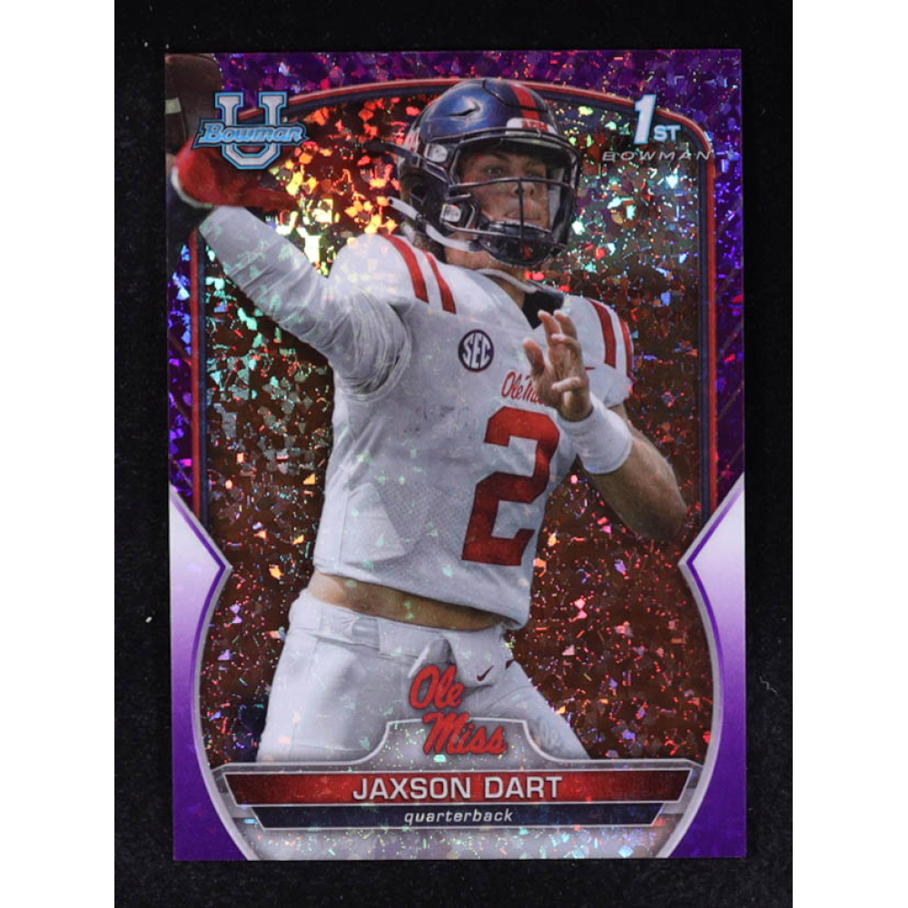 Jaxson Dart 2022 Bowman Chrome University Purple Mini-Diamond Refractors #94 #227/399 RC at PristineAuction.com