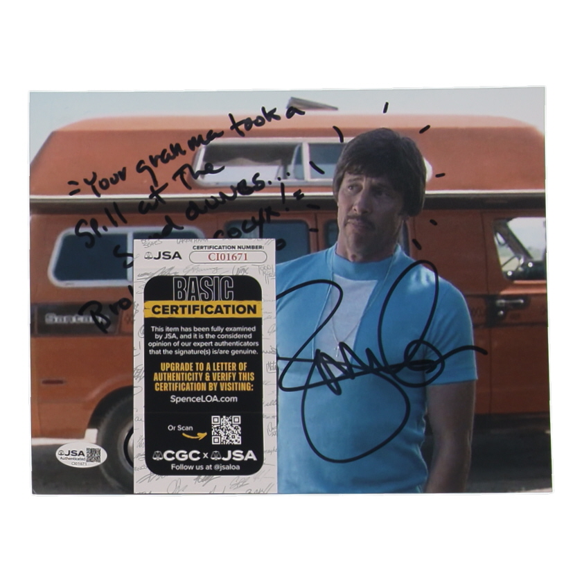 Jon Gries Signed "Napoleon Dynamite" 8x10 Photo Inscribed "Your Grandma Took a Spill at the Sand Dunes...Broke Her Coccyx-Rico" (JSA) at PristineAuction.com Jon Gries Signed "Napoleon Dynamite" 8x10 Photo Inscribed "Your Grandma Took a Spill at the Sand Dunes...Broke Her Coccyx-Rico" (JSA) at PristineAuction.com