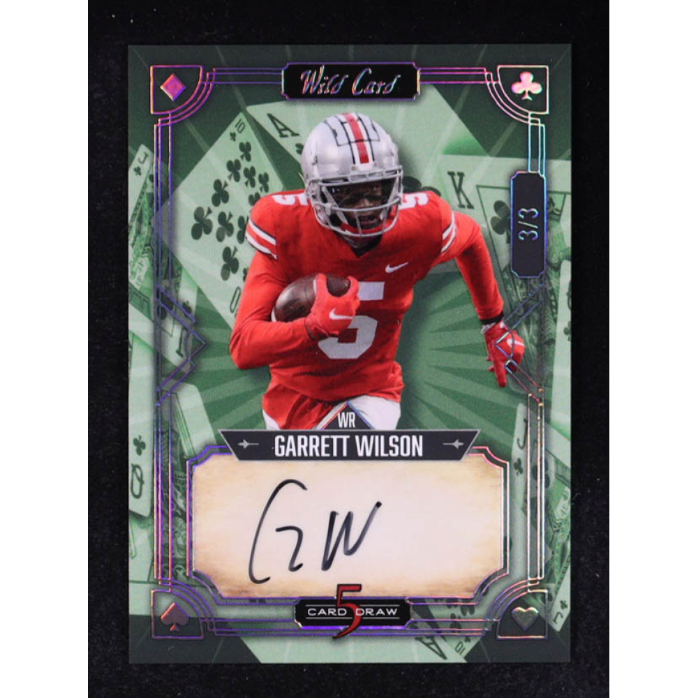 Garrett Wilson 2022 Wild Card 5 Card Draw Silver Autographs #5CDCL69 #3/3 RC at PristineAuction.com