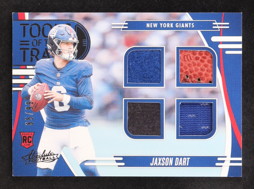 Jaxson Dart 2025 Absolute Tools of the Trade Quad #10 #65/99 RC at PristineAuction.com Jaxson Dart 2025 Absolute Tools of the Trade Quad #10 #65/99 RC at PristineAuction.com