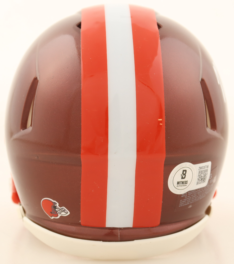 Myles Garrett Signed Browns Flash Alternate Speed Mini Helmet (Beckett) at PristineAuction.com Myles Garrett Signed Browns Flash Alternate Speed Mini Helmet (Beckett) at PristineAuction.com