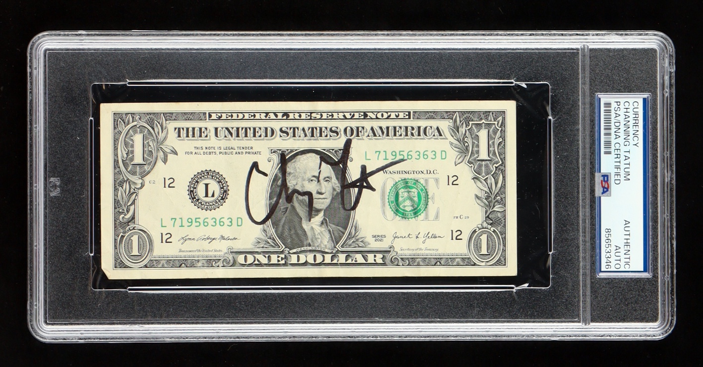 Channing Tatum Signed 1$ Dollar Bill (PSA) at PristineAuction.com Channing Tatum Signed 1$ Dollar Bill (PSA) at PristineAuction.com