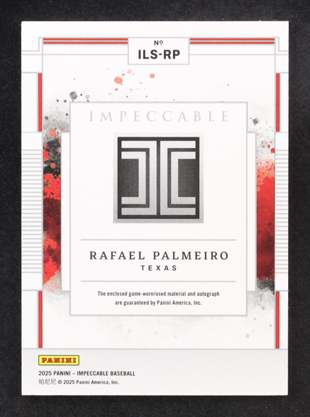 Rafael Palmeiro 2025 Panini Impeccable Impeccable Lumber Signatures #27 #30/99 at PristineAuction.com Rafael Palmeiro 2025 Panini Impeccable Impeccable Lumber Signatures #27 #30/99 at PristineAuction.com