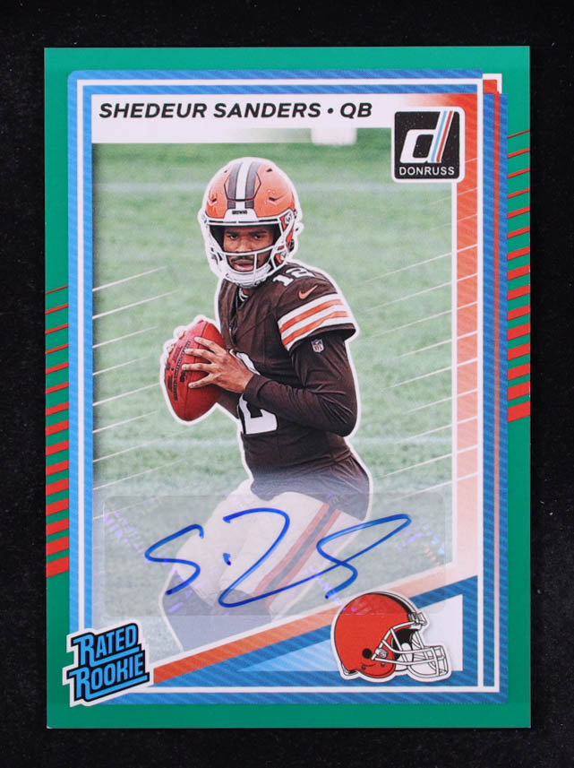 Shedeur Sanders 2025 Donruss Rated Rookies Autographs Green #306 RC at PristineAuction.com Shedeur Sanders 2025 Donruss Rated Rookies Autographs Green #306 RC at PristineAuction.com