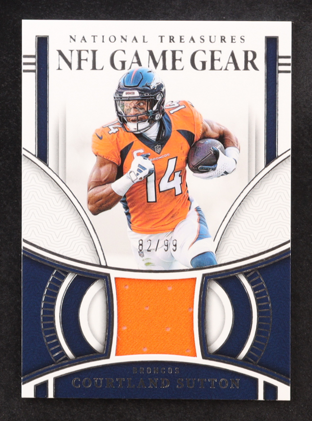 Courtland Sutton 2023 Panini National Treasures NFL Game Gear #3 #82/99 at PristineAuction.com Courtland Sutton 2023 Panini National Treasures NFL Game Gear #3 #82/99 at PristineAuction.com