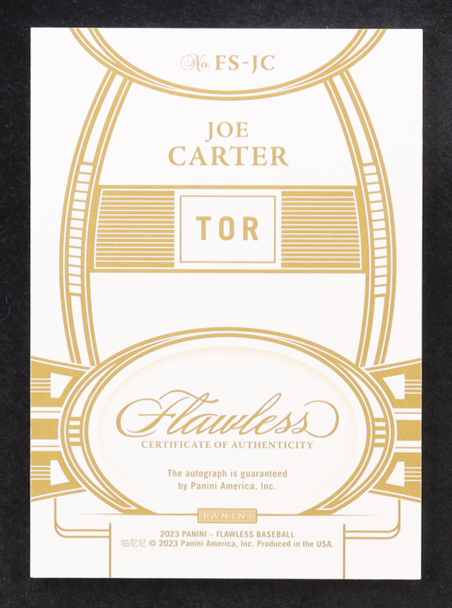 Joe Carter 2023 Panini Flawless Flawless Signature Materials Sapphire #52 #02/15 at PristineAuction.com Joe Carter 2023 Panini Flawless Flawless Signature Materials Sapphire #52 #02/15 at PristineAuction.com