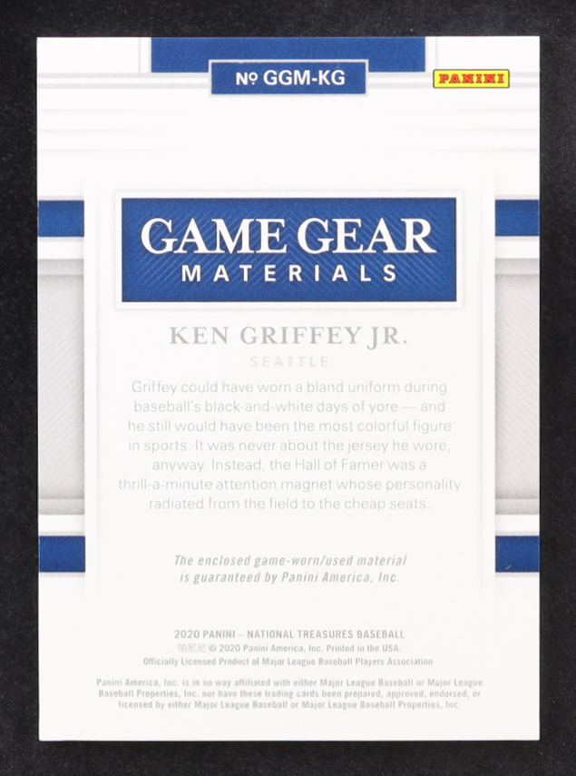 Ken Griffey Jr. 2020 Panini National Treasures Game Gear Dual Materials #1 #47/49 at PristineAuction.com Ken Griffey Jr. 2020 Panini National Treasures Game Gear Dual Materials #1 #47/49 at PristineAuction.com