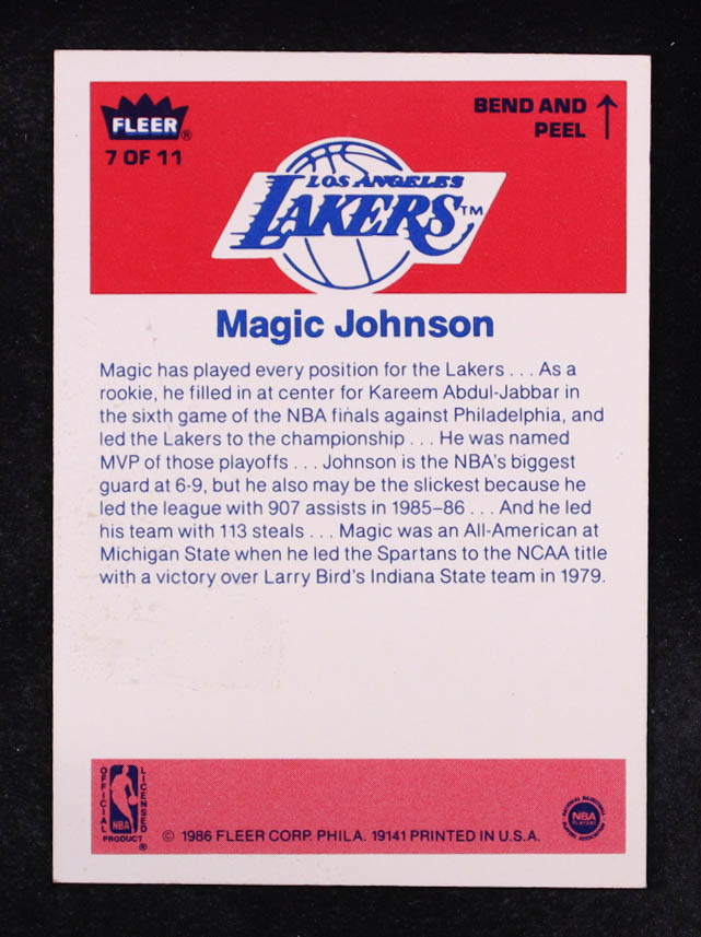Magic Johnson 1986-87 Fleer Stickers #7 at PristineAuction.com Magic Johnson 1986-87 Fleer Stickers #7 at PristineAuction.com