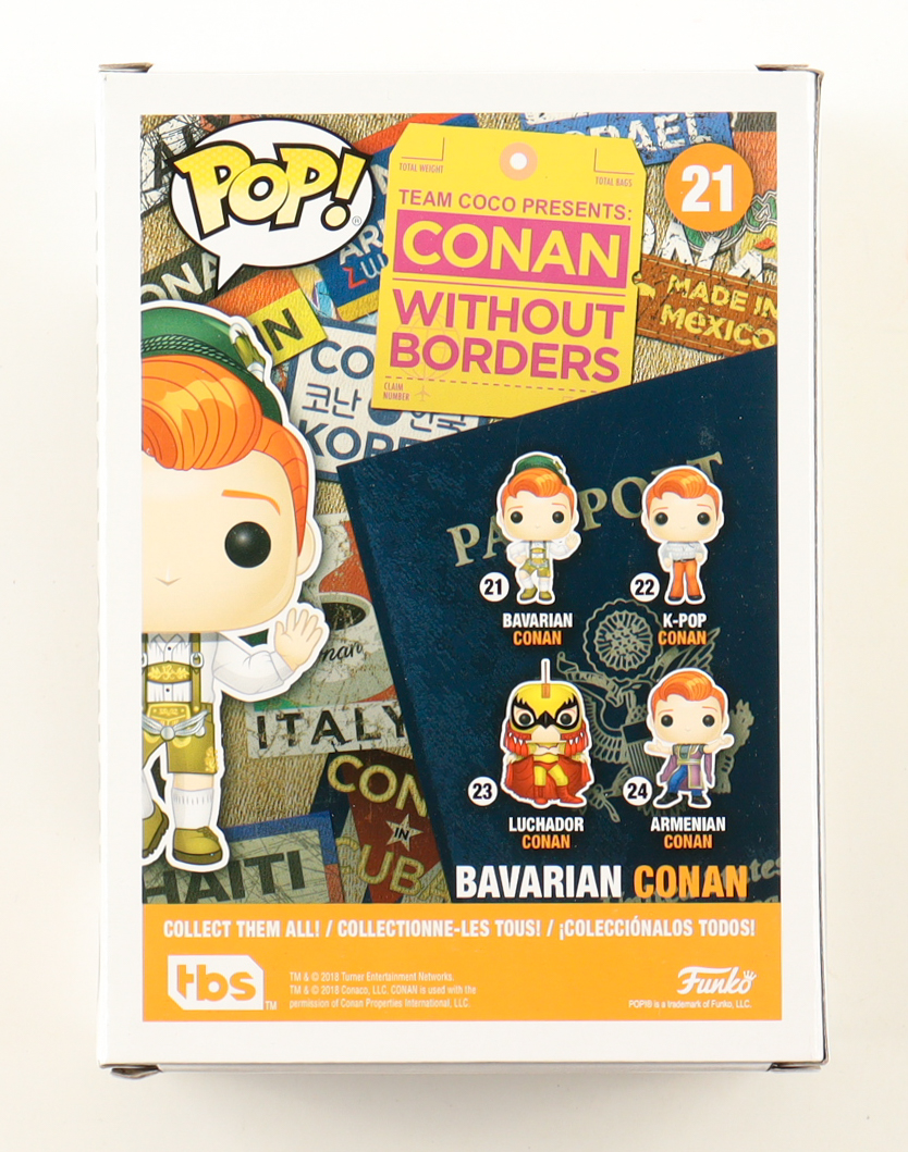 Conan O'Brien Signed "Conan without Borders" #21 Bavarian Conan Funko Pop! Vinyl Figure (ACOA) at PristineAuction.com Conan O'Brien Signed "Conan without Borders" #21 Bavarian Conan Funko Pop! Vinyl Figure (ACOA) at PristineAuction.com