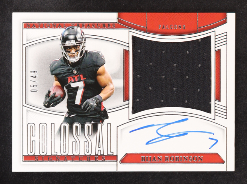Bijan Robinson 2024 Panini National Treasures Colossal Material Signatures #7 #05/49 at PristineAuction.com Bijan Robinson 2024 Panini National Treasures Colossal Material Signatures #7 #05/49 at PristineAuction.com
