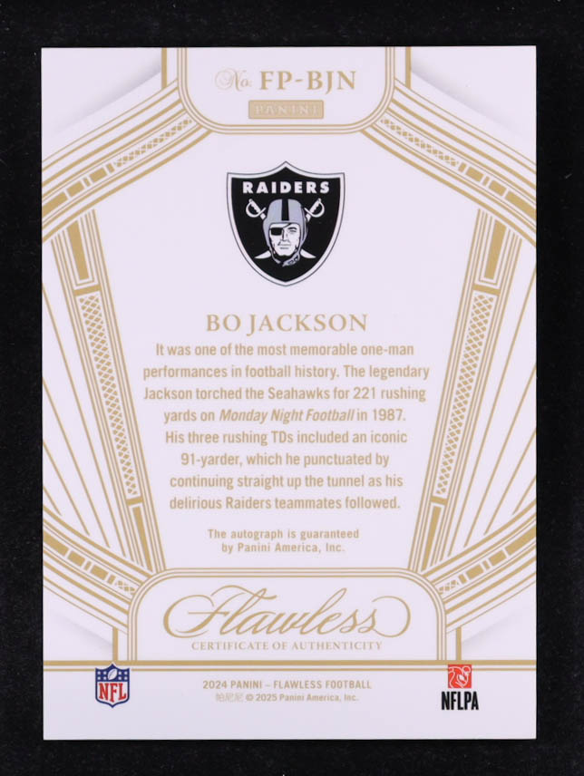 Bo Jackson 2024 Panini Flawless Flawless Performances Autographs #3 #02/25 at PristineAuction.com Bo Jackson 2024 Panini Flawless Flawless Performances Autographs #3 #02/25 at PristineAuction.com