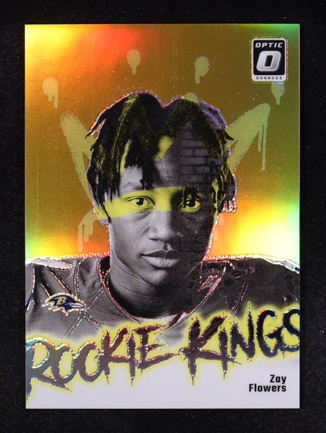 Zay Flowers 2023 Donruss Optic Rookie Kings Gold #16 RC #05/10 at PristineAuction.com Zay Flowers 2023 Donruss Optic Rookie Kings Gold #16 RC #05/10 at PristineAuction.com