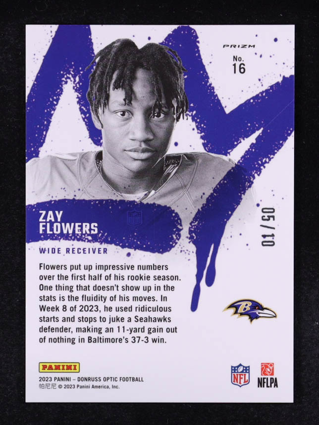 Zay Flowers 2023 Donruss Optic Rookie Kings Gold #16 RC #05/10 at PristineAuction.com Zay Flowers 2023 Donruss Optic Rookie Kings Gold #16 RC #05/10 at PristineAuction.com