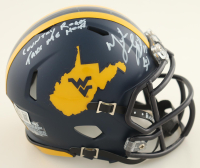 Mike Vanderjagt Signed West Virginia Mountaineers Speed Mini Helmet Inscribed "Country Roads Take Me Home" With Field Goal Sketch (Beckett) at PristineAuction.com