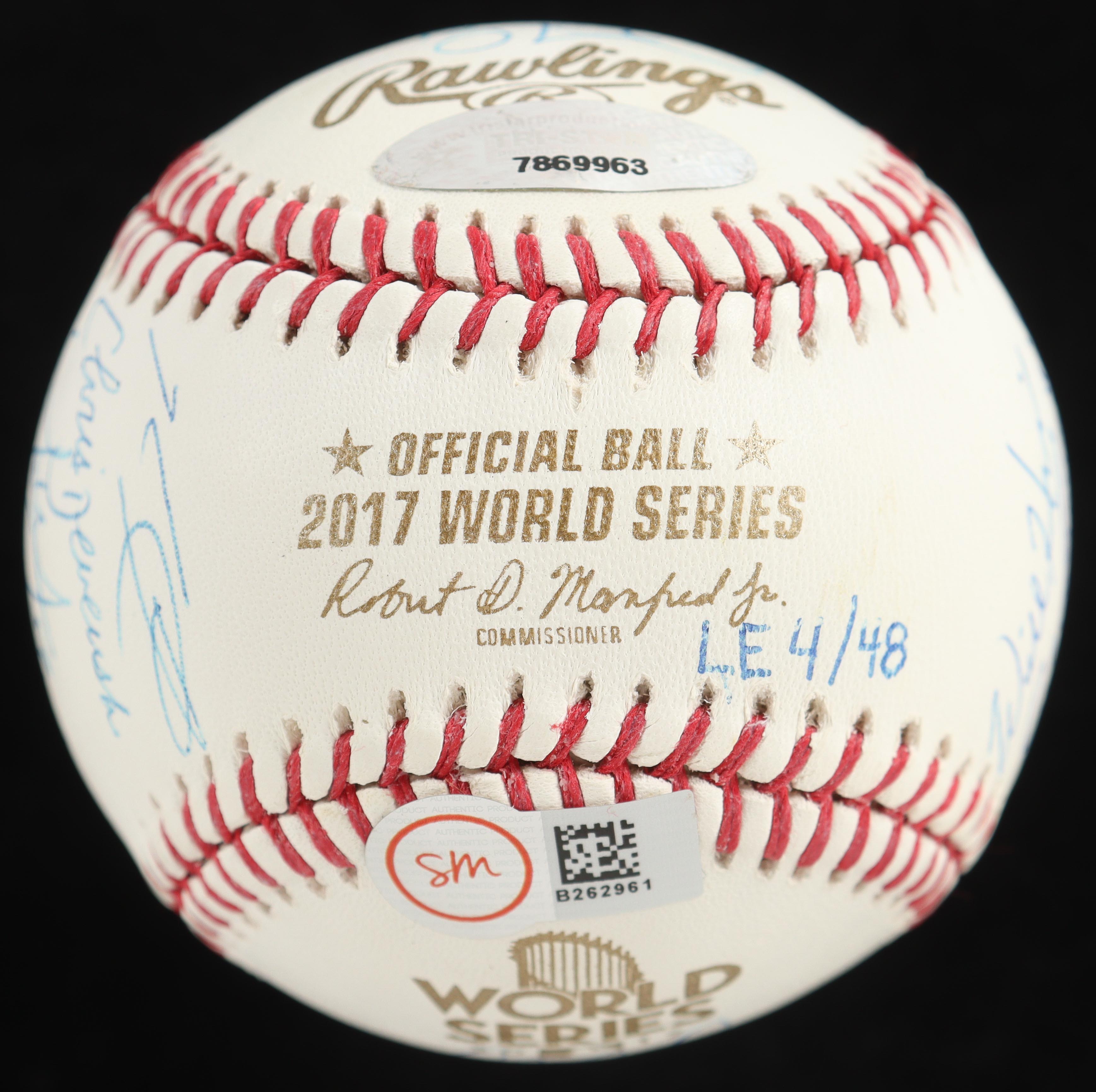 Jose Altuve, George Springer, Carlos Correa | 2017 Astros LE World Series Baseball #4/48 Team-Signed By (22) (Tristar) at PristineAuction.com Jose Altuve, George Springer, Carlos Correa | 2017 Astros LE World Series Baseball #4/48 Team-Signed By (22) (Tristar) at PristineAuction.com