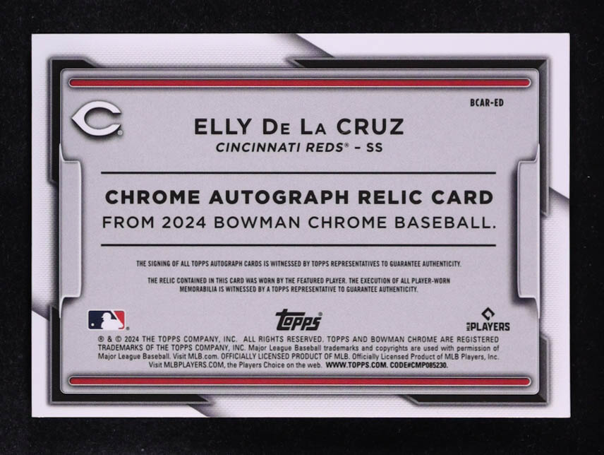 Elly De La Cruz 2024 Bowman Chrome Autograph Relics #BCARED RC #129/150 at PristineAuction.com Elly De La Cruz 2024 Bowman Chrome Autograph Relics #BCARED RC #129/150 at PristineAuction.com