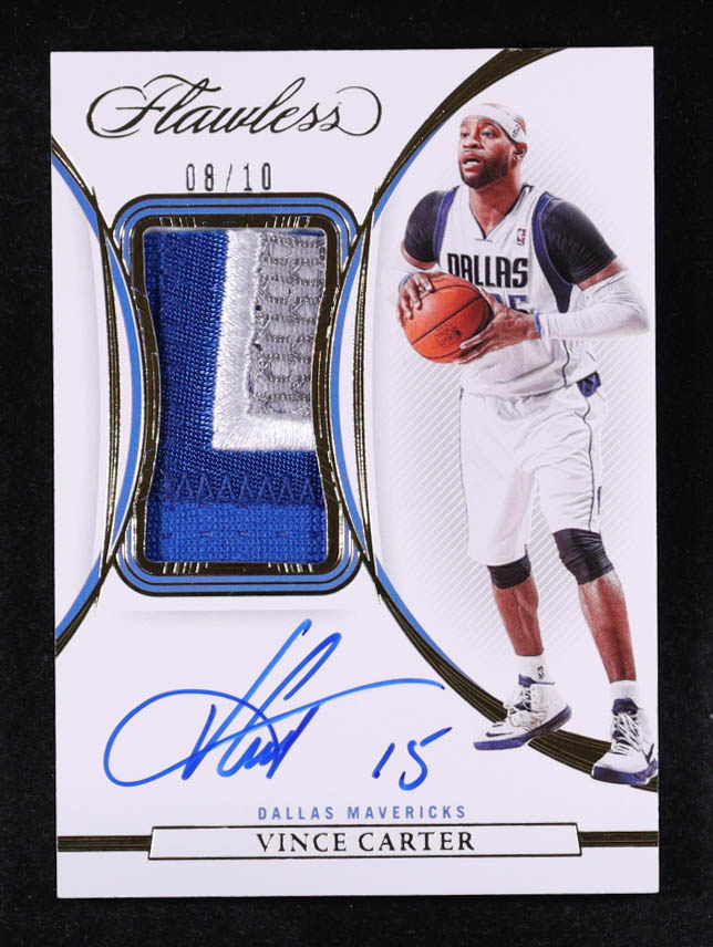 Vince Carter 2021-22 Panini Flawless Vertical Patch Autographs Gold #50 #08/10 at PristineAuction.com Vince Carter 2021-22 Panini Flawless Vertical Patch Autographs Gold #50 #08/10 at PristineAuction.com