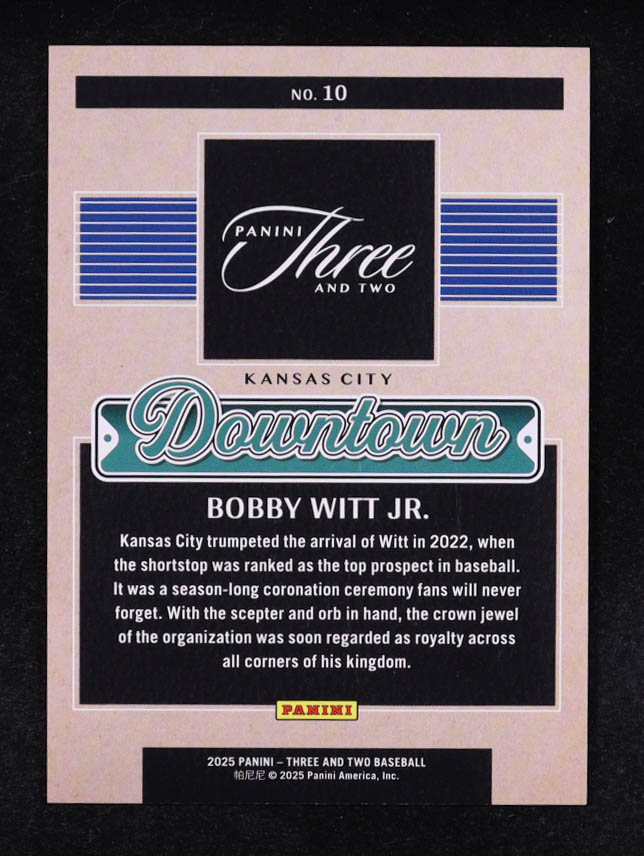Bobby Witt Jr. 2025 Panini Three and Two Downtown #10 at PristineAuction.com Bobby Witt Jr. 2025 Panini Three and Two Downtown #10 at PristineAuction.com